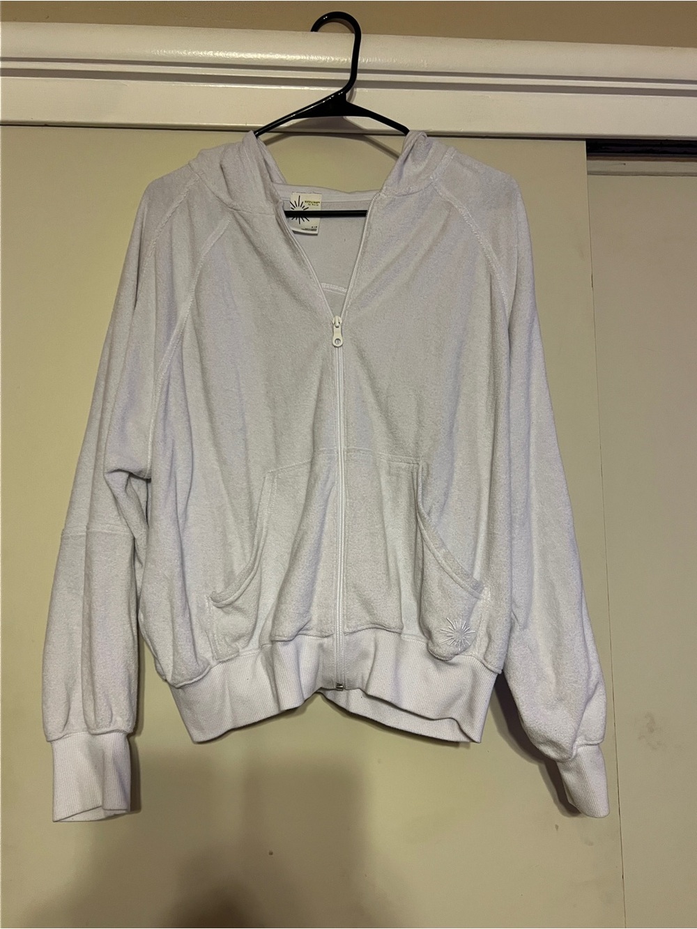 Aerie Offline White Zip-Up Hooded Sweatshirt